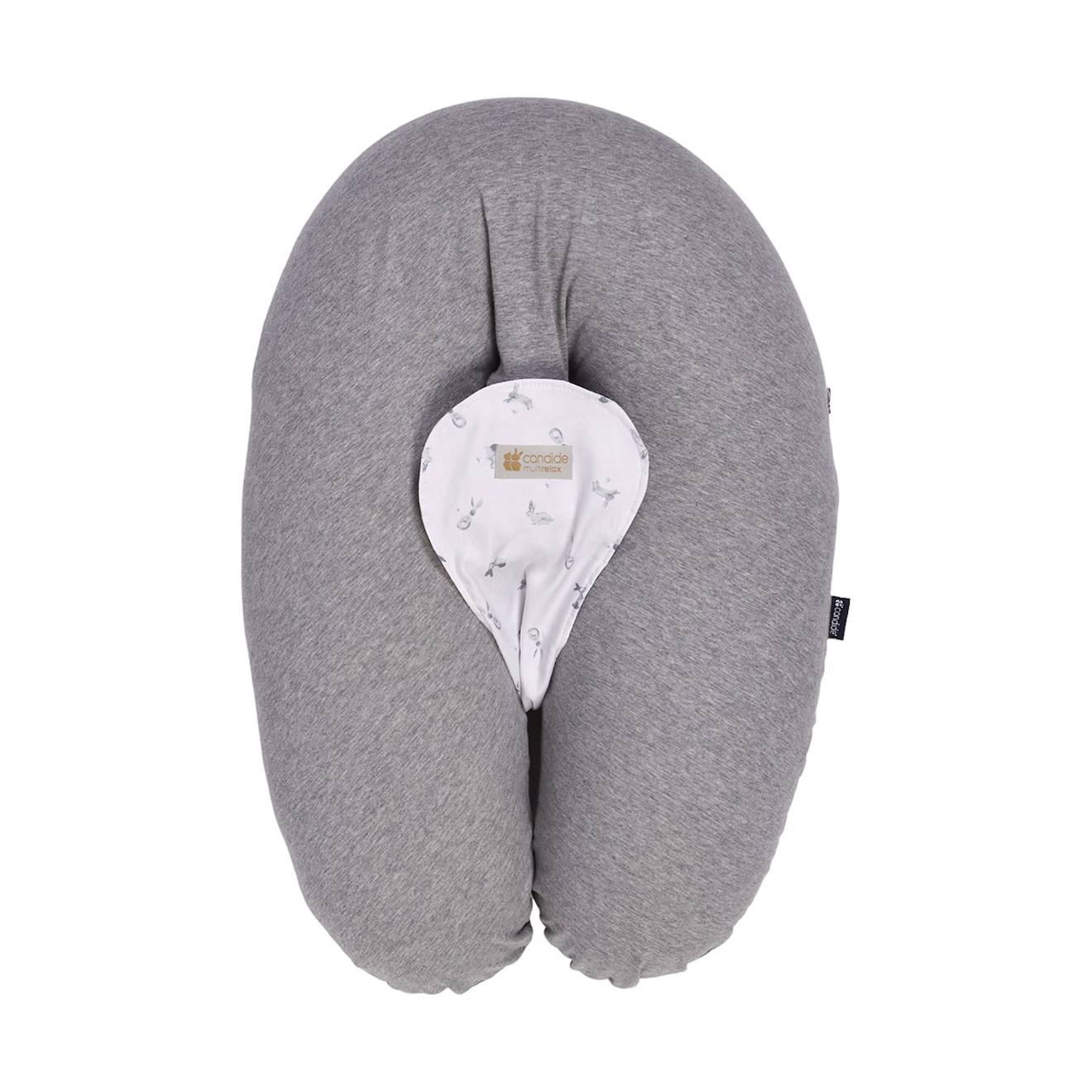 Coussin D'allaitement Et De Grossesse 3en1 Multirelax Gris Chiné Lapins