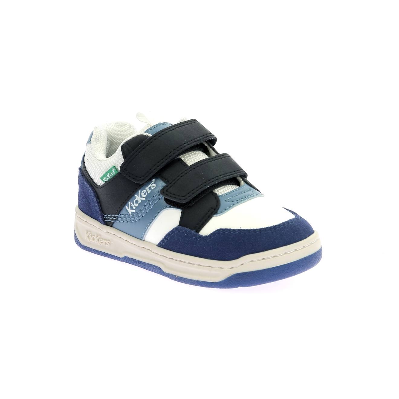 Kickers - Sneakers Basses Enfant Kickbiking Bleu Noir Blanc