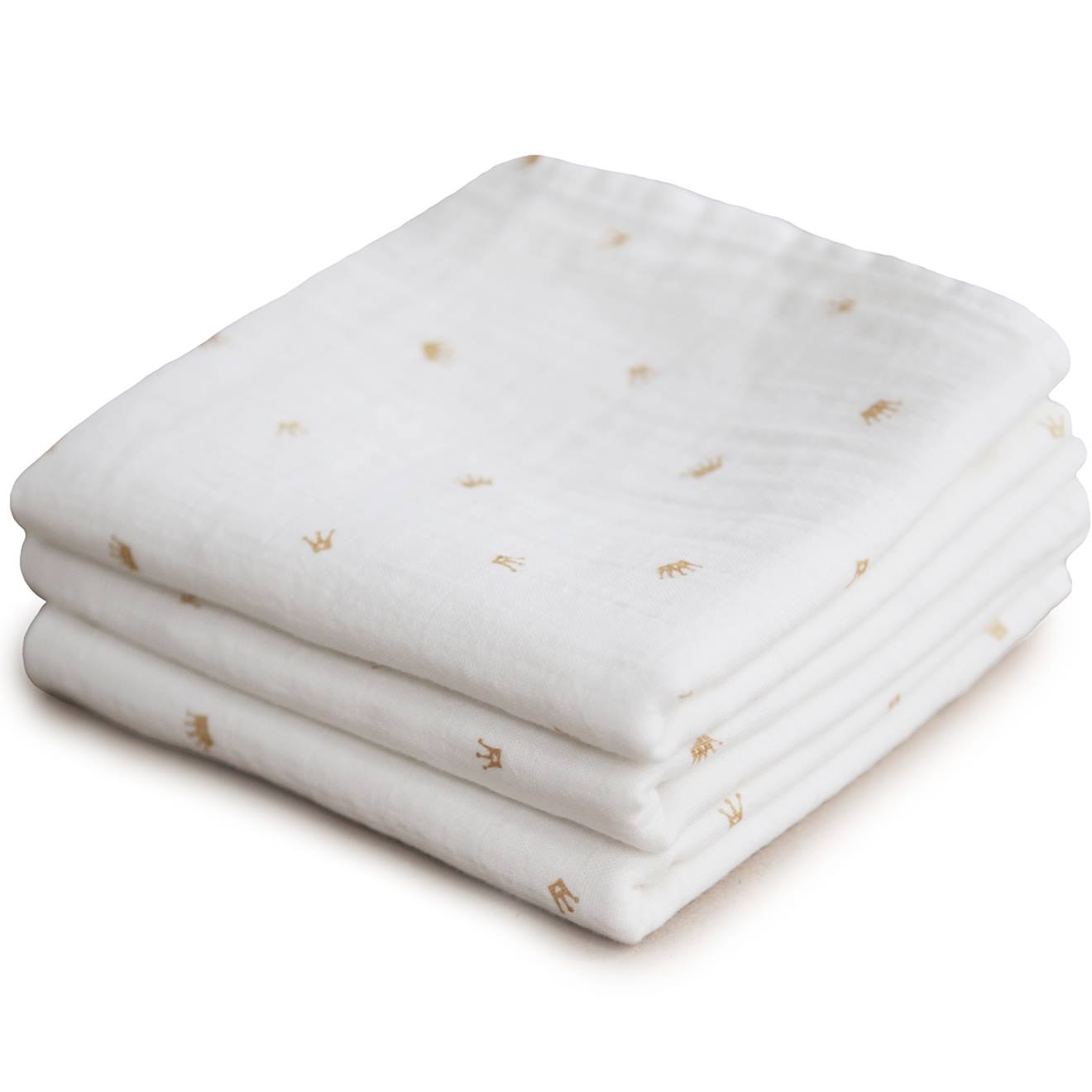 Lot De 3 Langes En Coton Bio Ecru, Doré