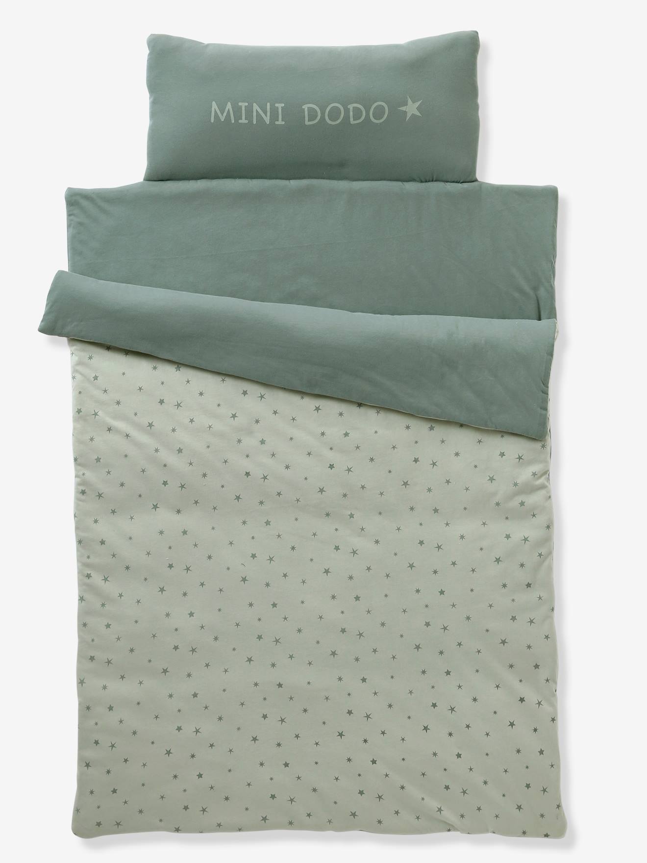 Couchage de sieste maternelle MINIDODO essentiels vert imprimé