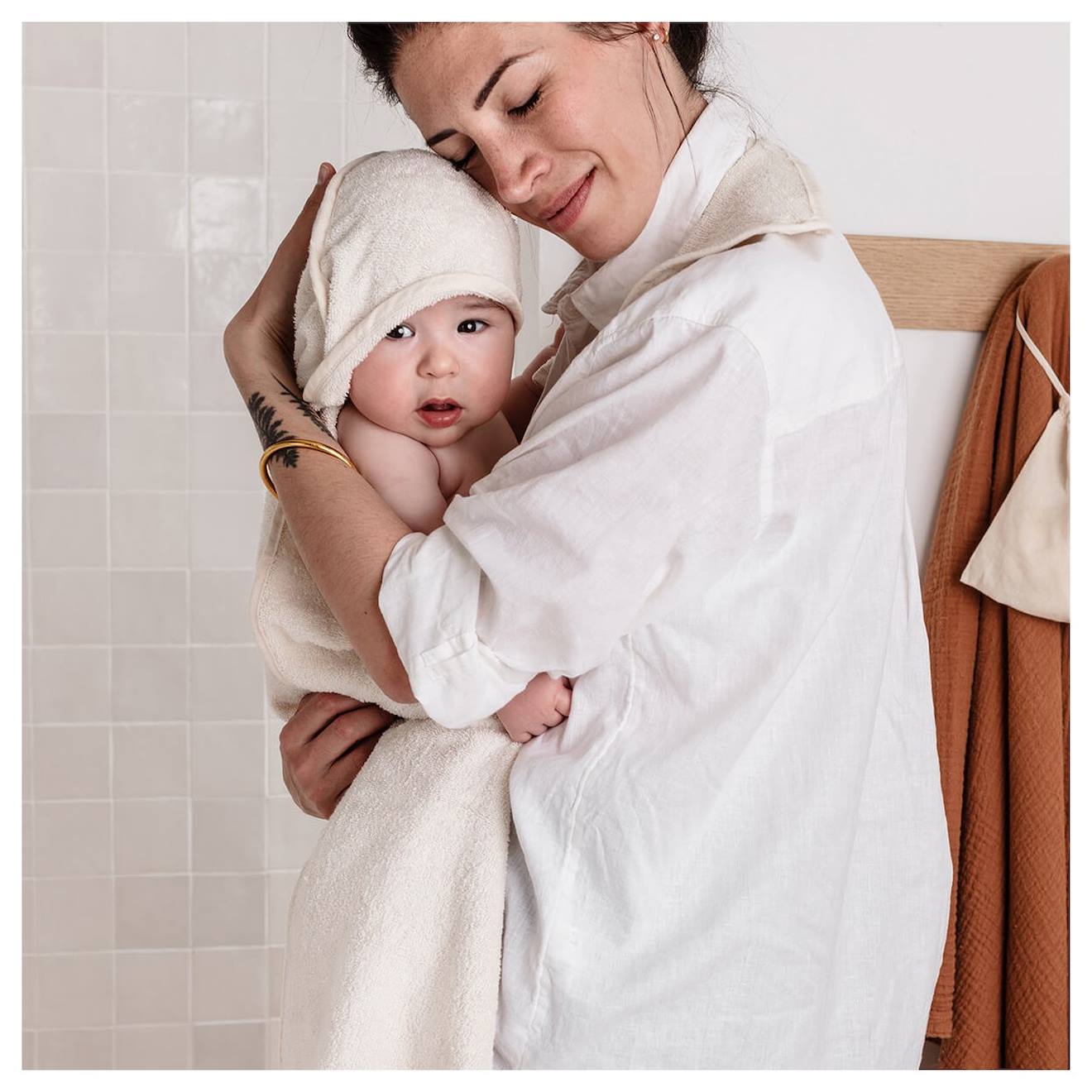 Cape De Bain Tablier Xxl Parent/bébé Écru (Candide) - Image 2