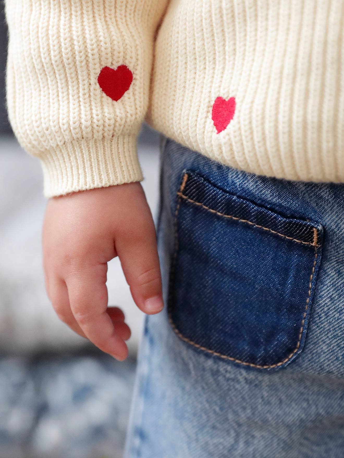 Gilet bébé brodé en côtes anglaises écru (Vertbaudet) - Image 2