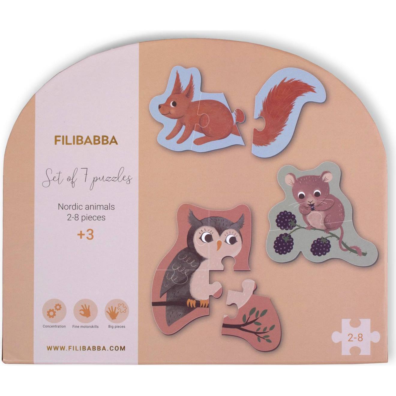 Set De 7 Puzzles Animaux Nordiques Rose