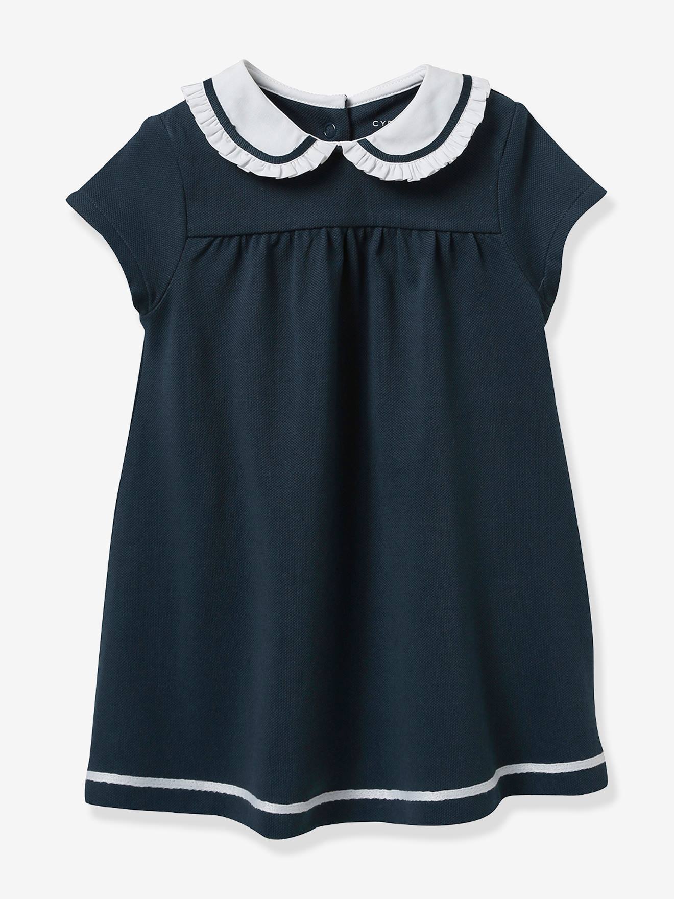 Robe Maille Piquée Bébé En Coton Bio Bleu Ardoise