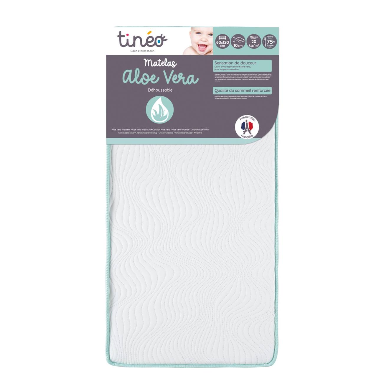 Matelas Bébé 60x120cm Aloe Vera Blanc (Tineo) - Image 1