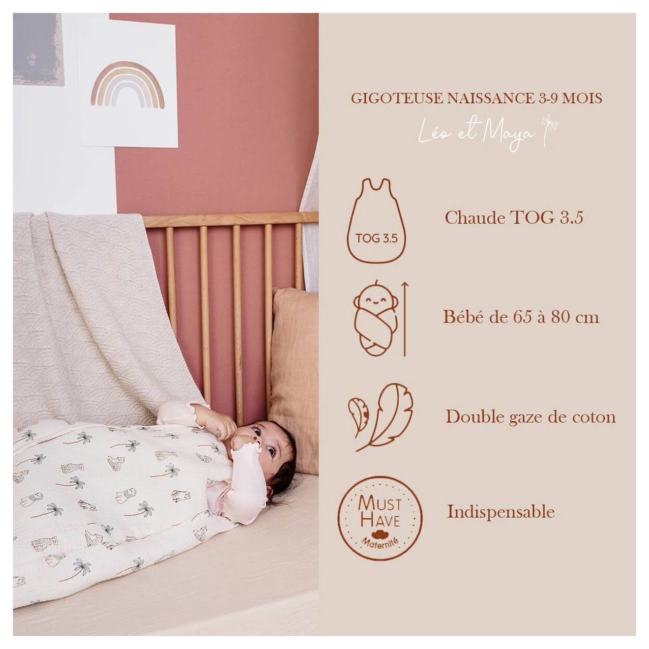 Gigoteuse Naissance Hiver Imprimé Fauves (Candide) - Image 2