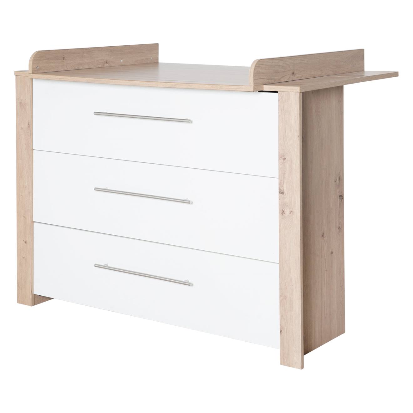 Commode À Langer Évolutive 3 Tiroirs Malo Blanc - Chêne Sonoma Scié