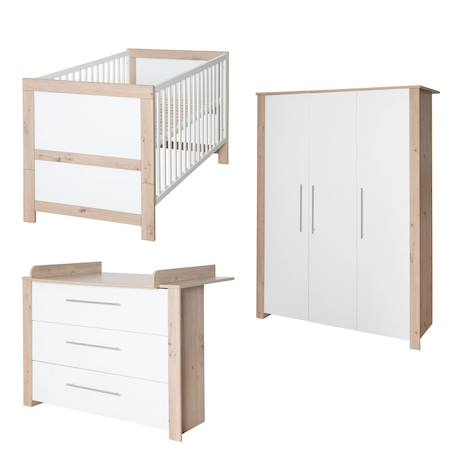 Roba - Chambre Bébé Évolutive Complète Avec Soft-close Malo Blanc - Chêne Sonoma Scié