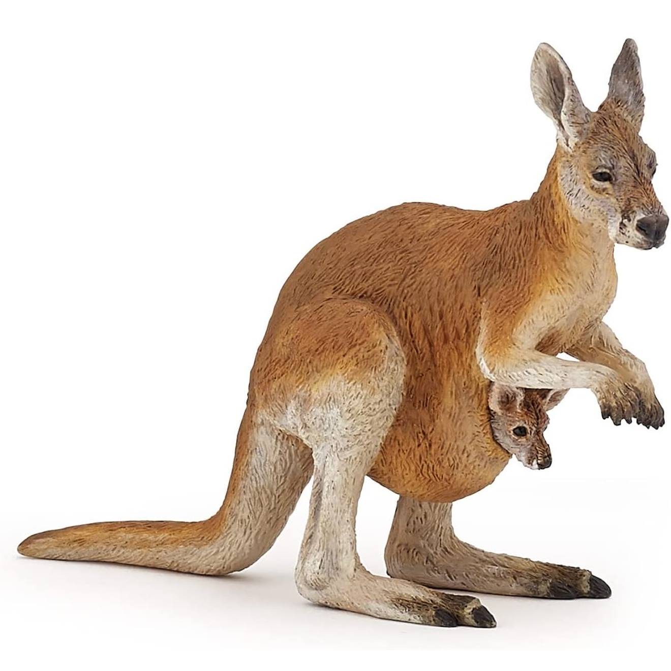 Figurine Kangourou Et Son Bébé Marron