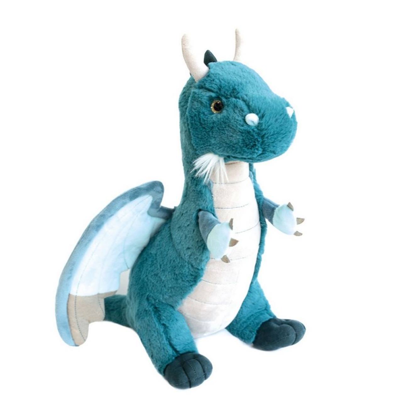 Peluche Dragon Emeraude 40 Cm Bleu