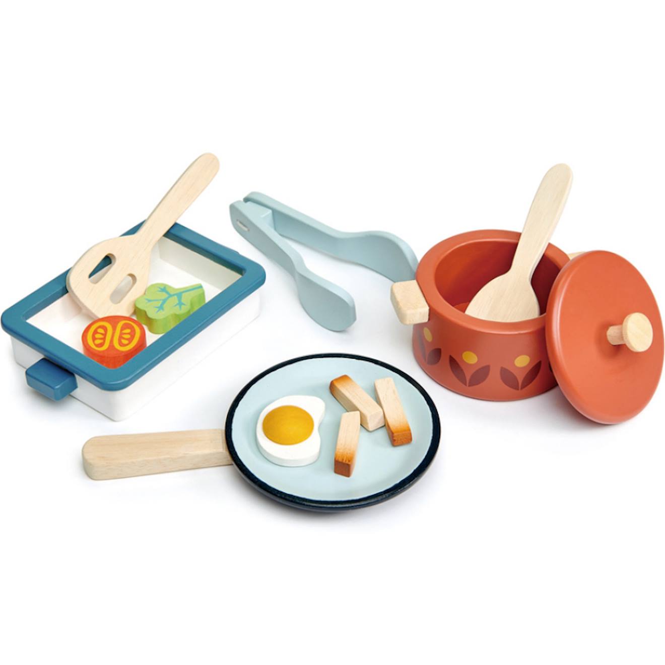 Kit De Casserole Et Poêle Bleu, Rouge, Blanc