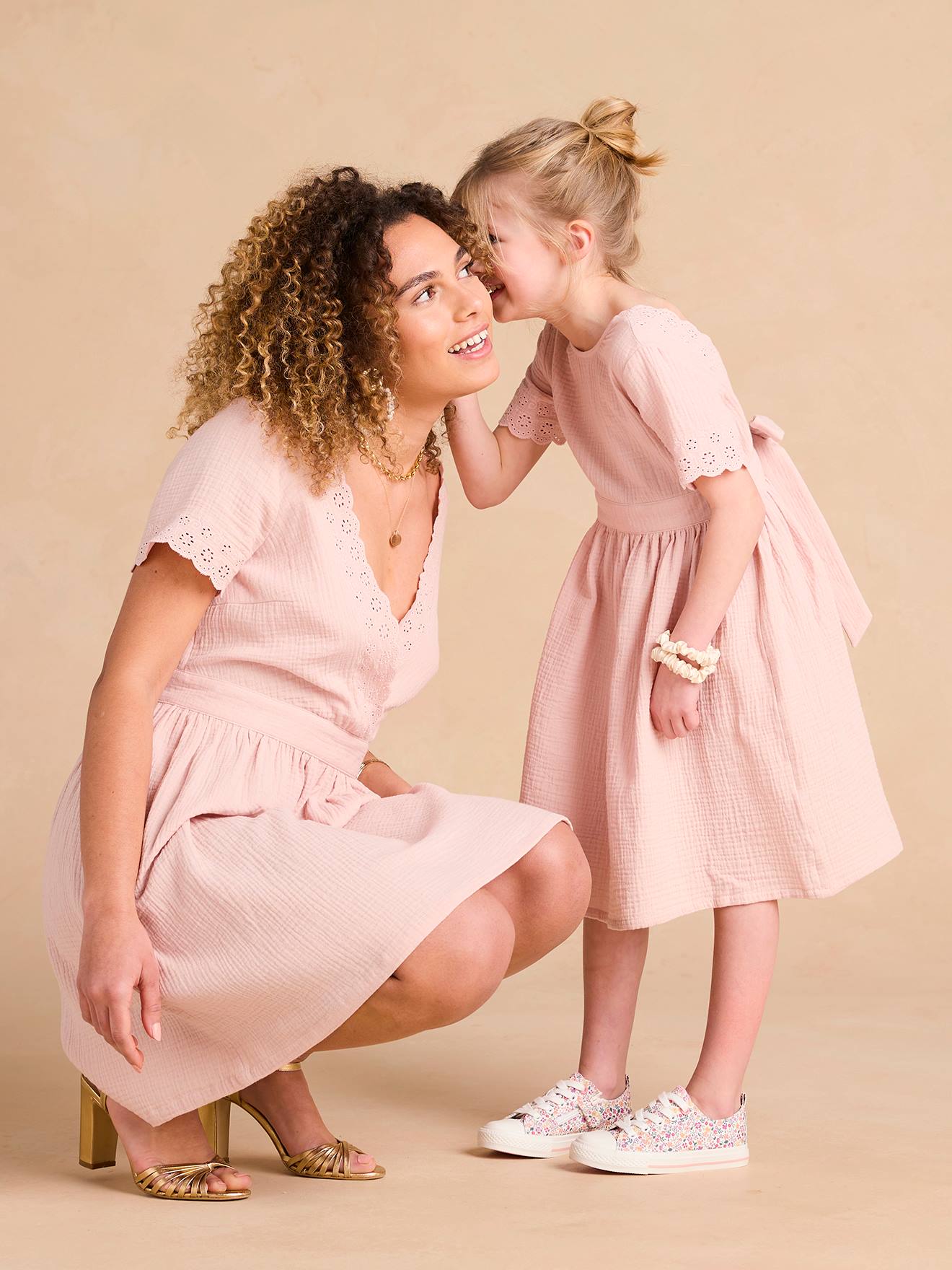 Robe de cérémonie fille matchy matchy capsule mère/fille rose poudré