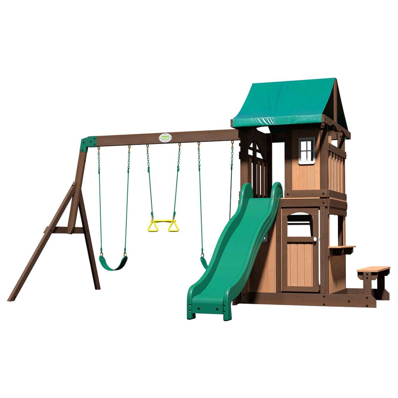 Aire De Jeux De Cèdre Avec Balançoires Et Toboggan Marron