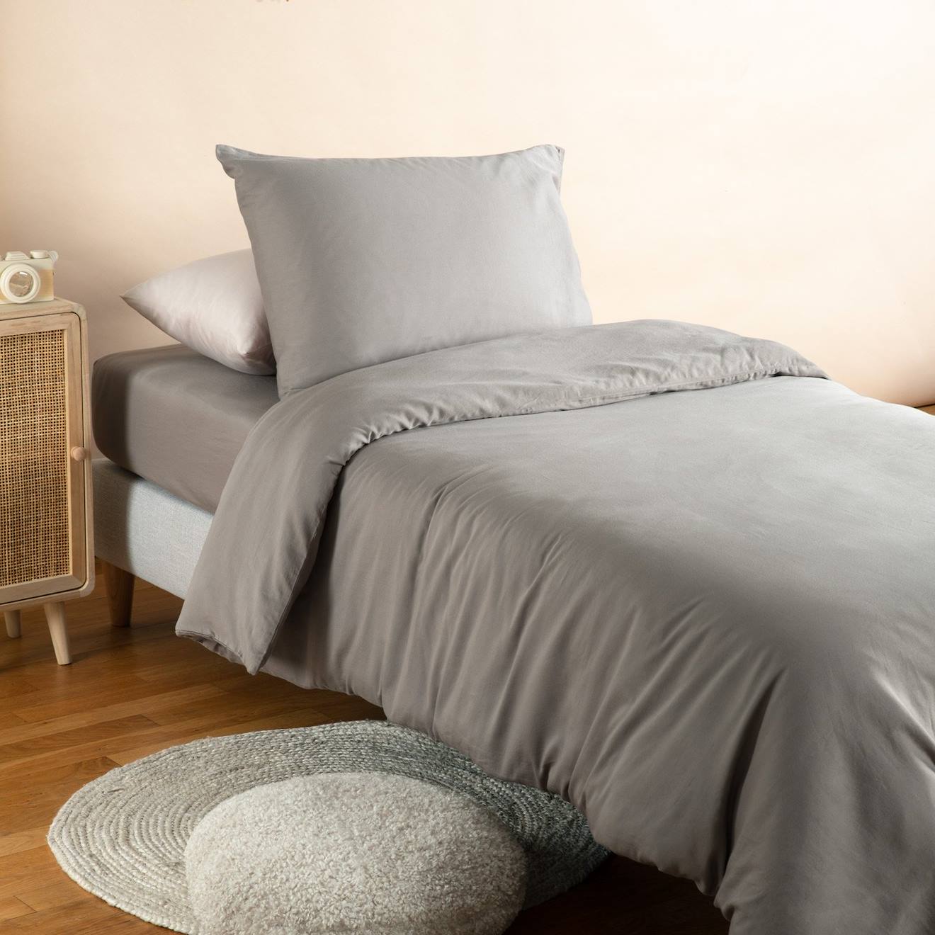 Taie D'oreiller Pur Coton Bio Gris Tourterelle