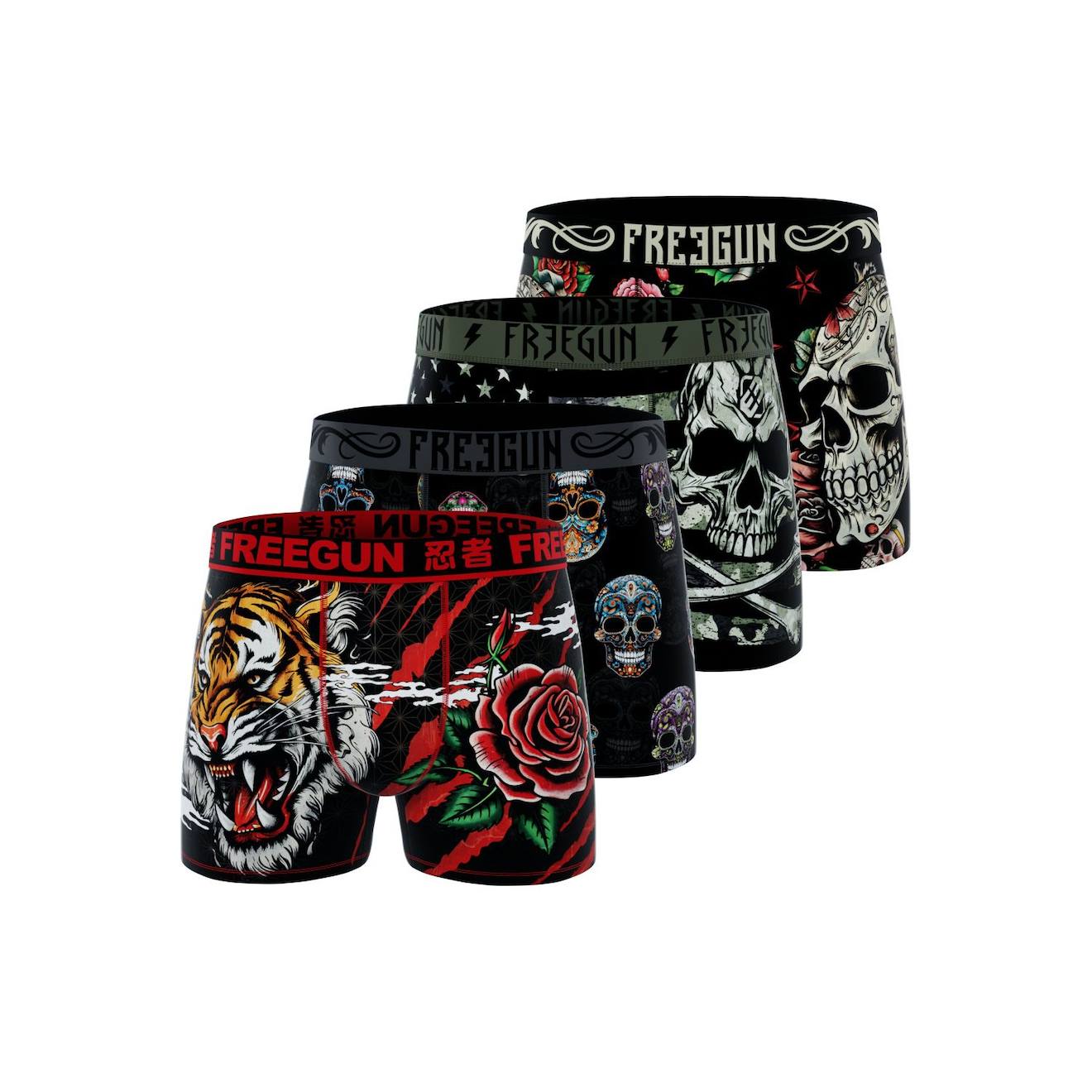 Lot De 4 Boxers Rock Skull Noir/rouge/vert/rose/bleu