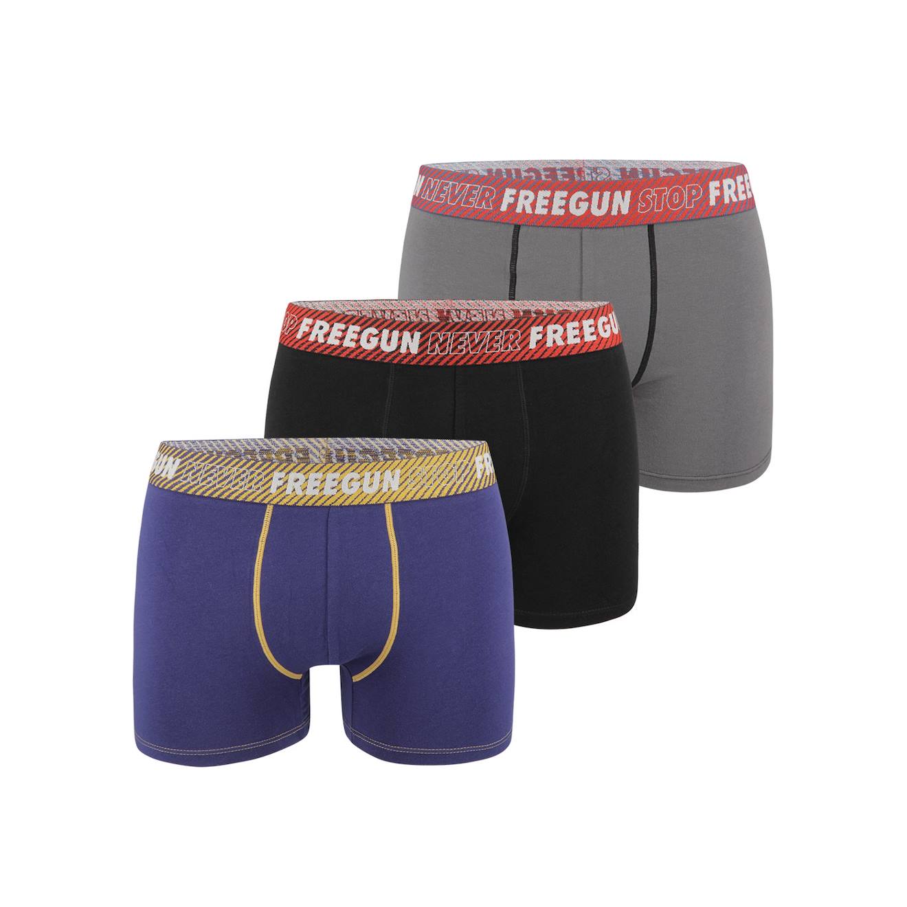 Lot De 3 Boxers Coton Never Stop Bleu