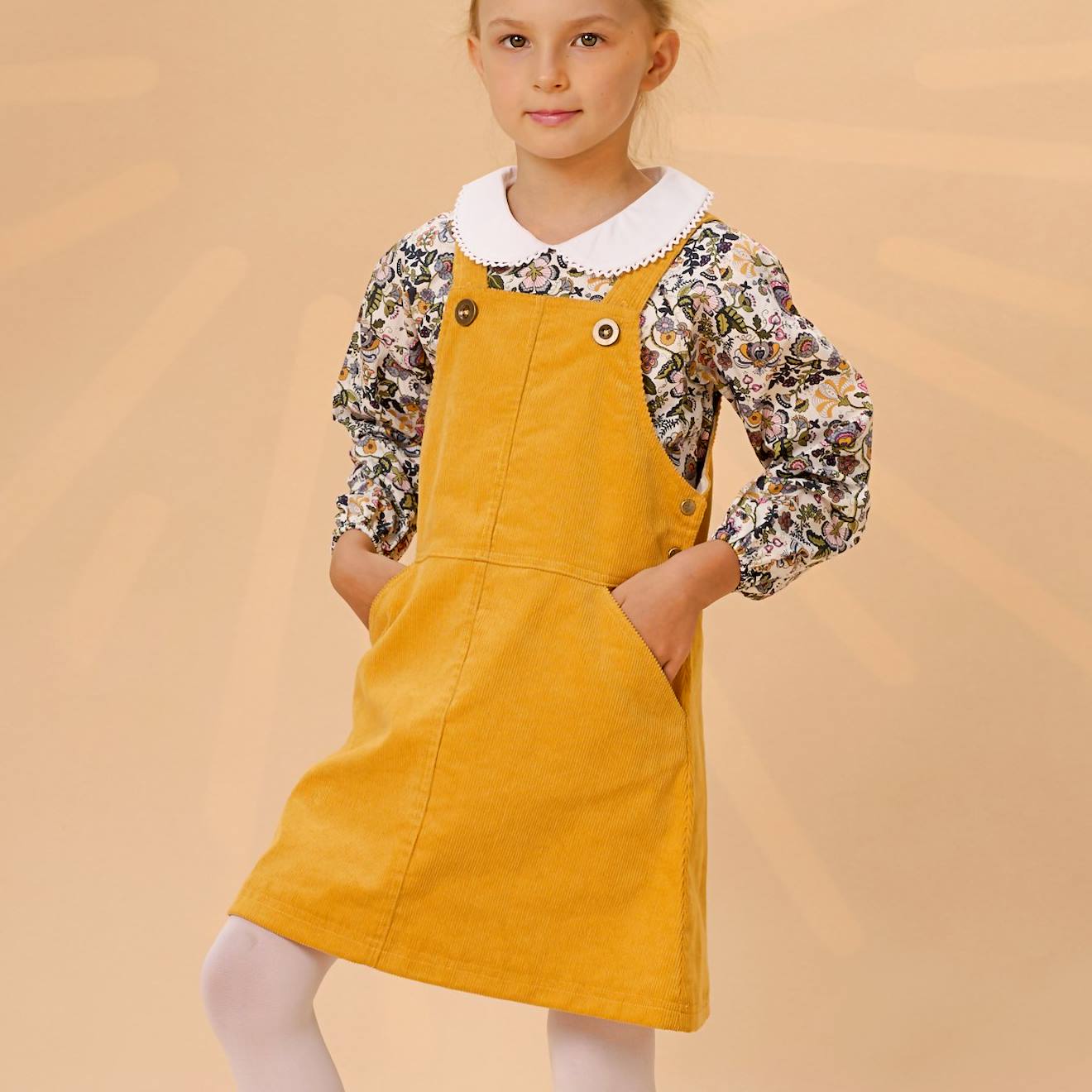 Robe Salopette Hiver Velours Lola Jaune
