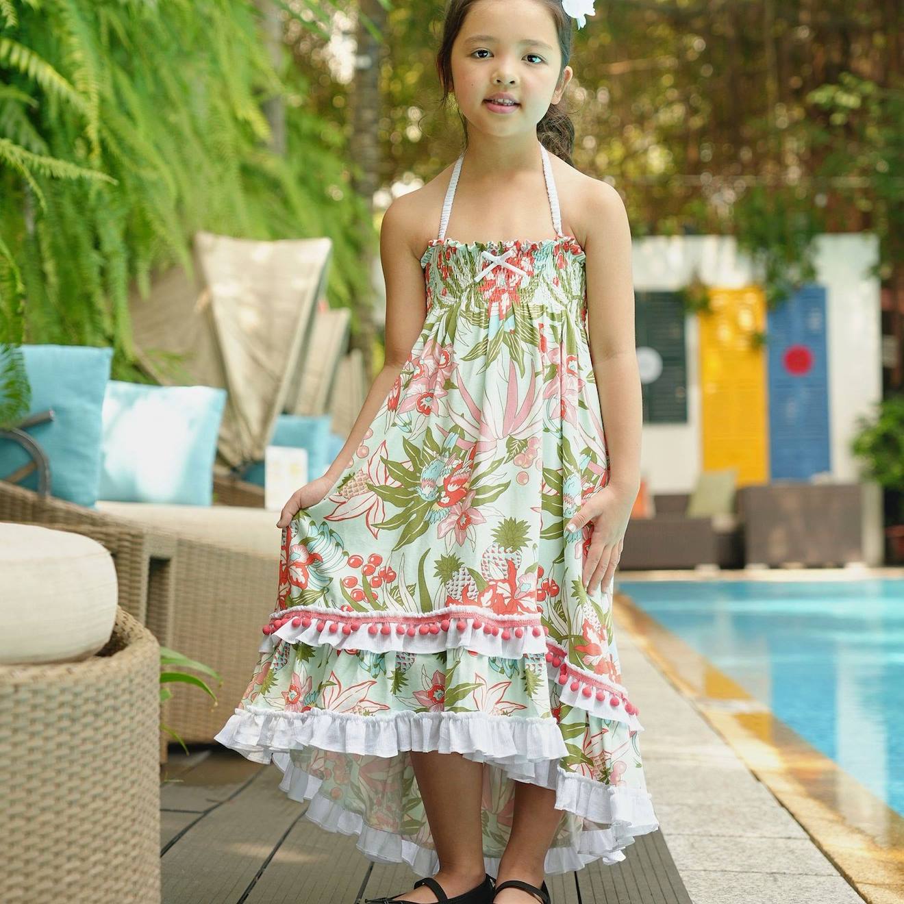 Robe Longue Avec Dentelle 2-en-1 Ibiza Vert Orange