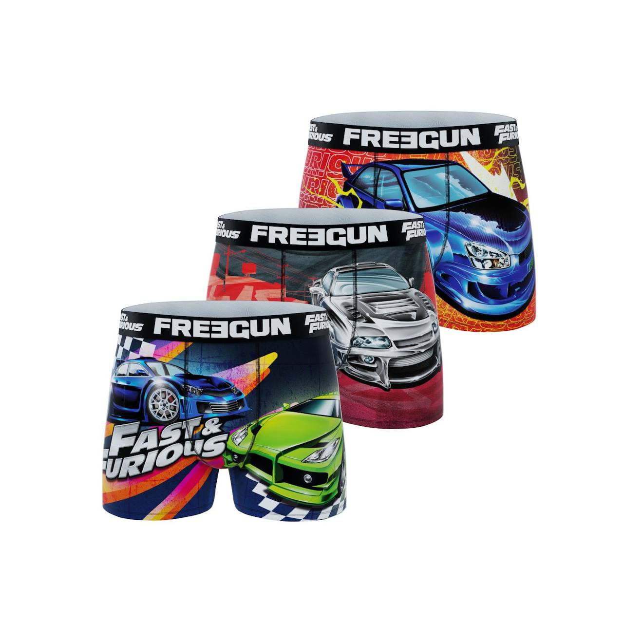 Lot De 3 Boxers Fast And Furious Vert/bleu/rouge