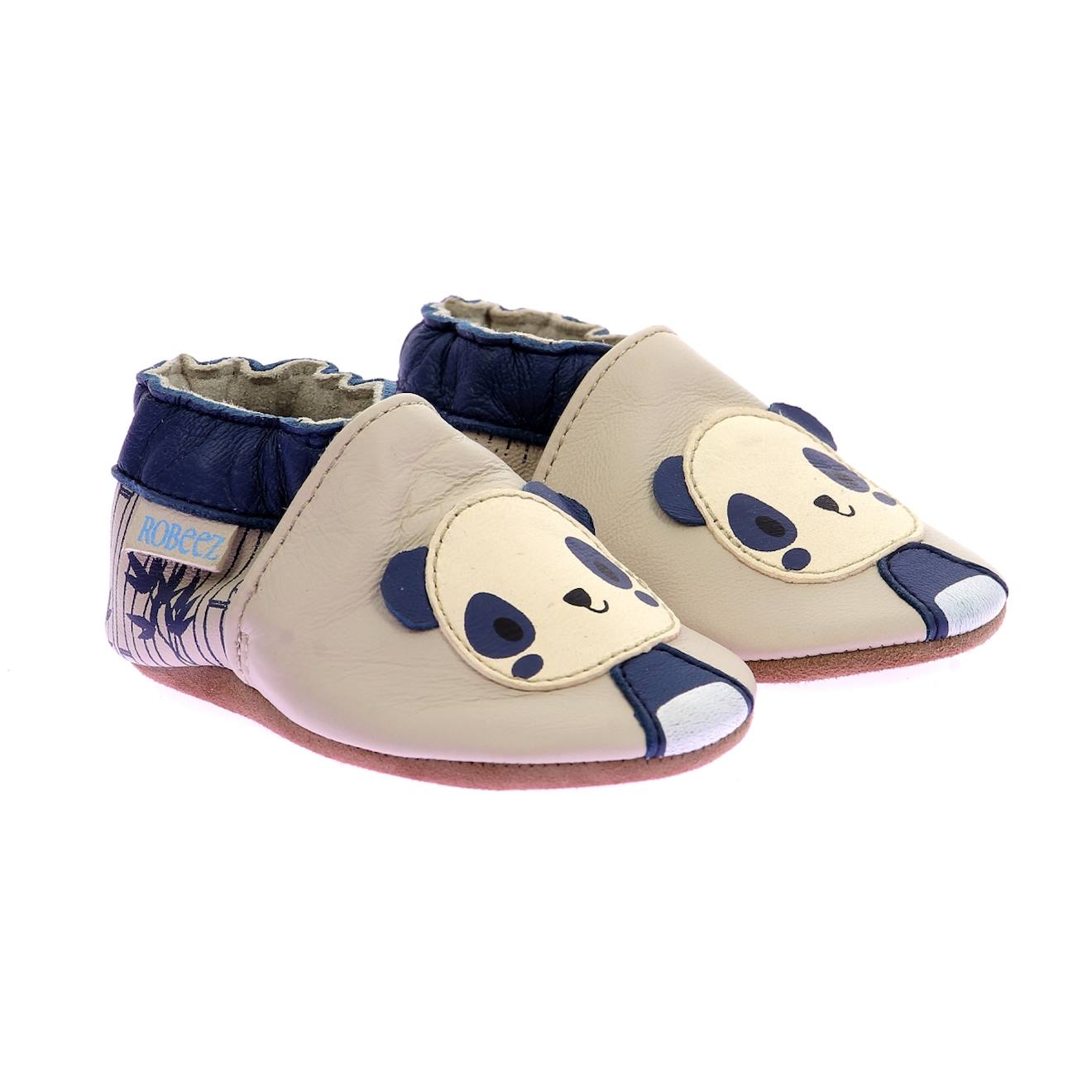 Chaussons Bébé Pandy Blanc Casse Bleu
