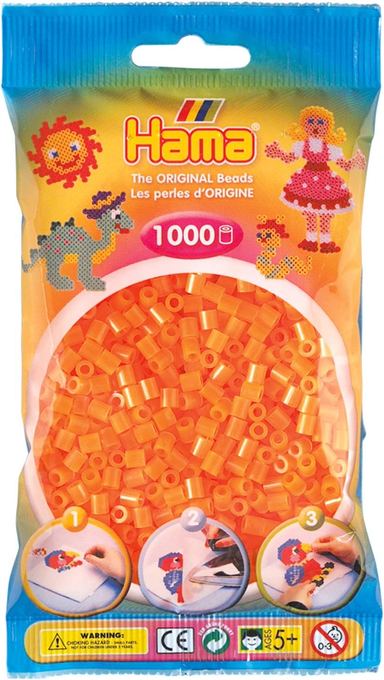 Sachet 1000 Perles Plastique Orange Néon