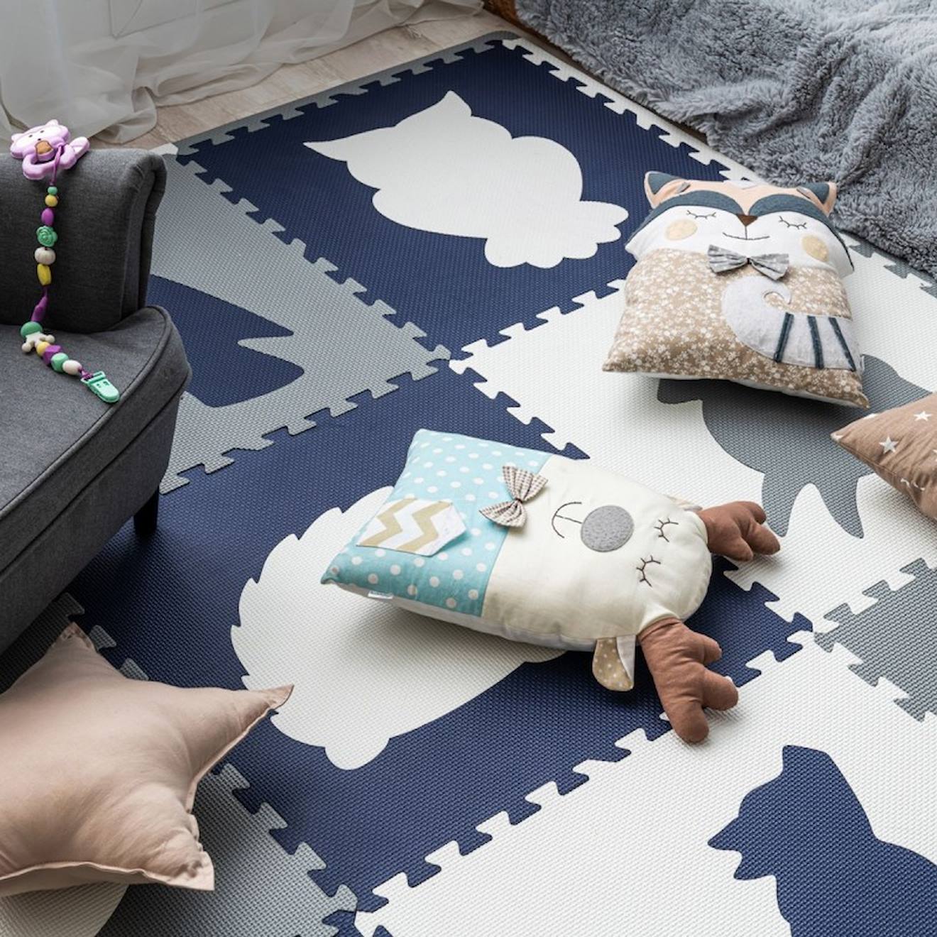Tapis De Jeu Mousse À Assembler Animaux De La Fôret Multicolore