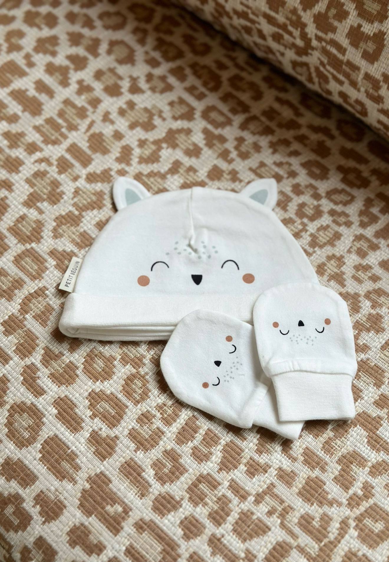 Bonnet Bébé Et Moufles Anti-griffures Kimi Ecru