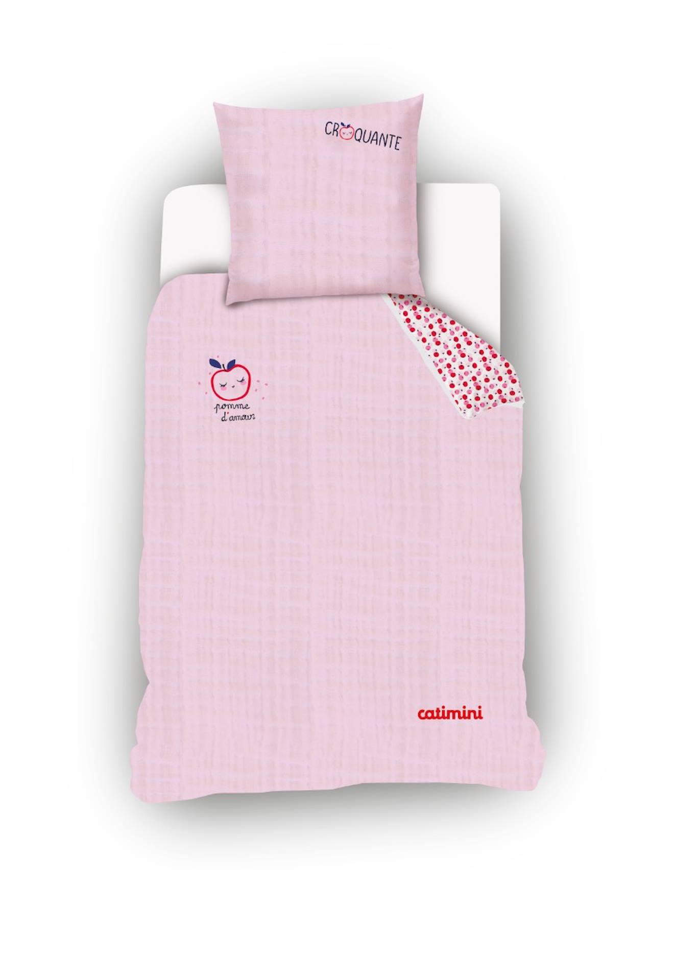Housse De Couette Catimini Pomme D'amour Coton Rose