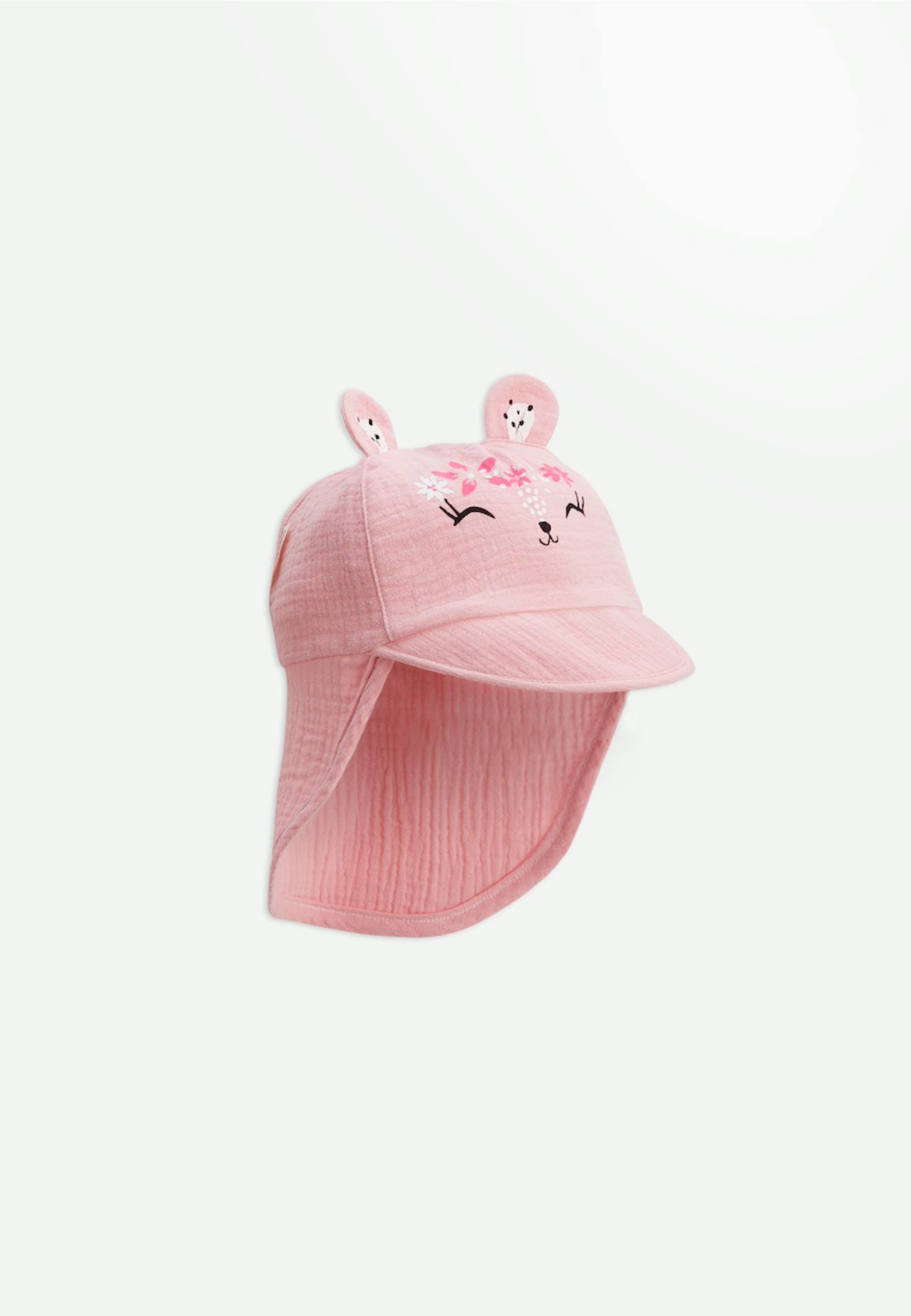 Casquette Cache-cou Bébé En Gaze De Coton Bahamas Rose
