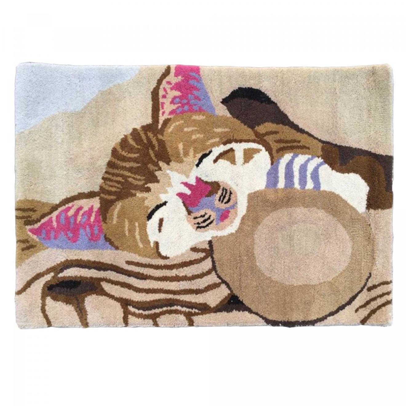 Tapis Enfant En Laine Motif Animaux Chat Beige