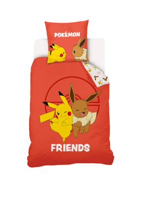 Housse De Couette Pokémon 140x200 Cm + Taie 63x63 Cm - Coton 100% - Pikachu, Salamèche, Carapuce, Bulbizarre