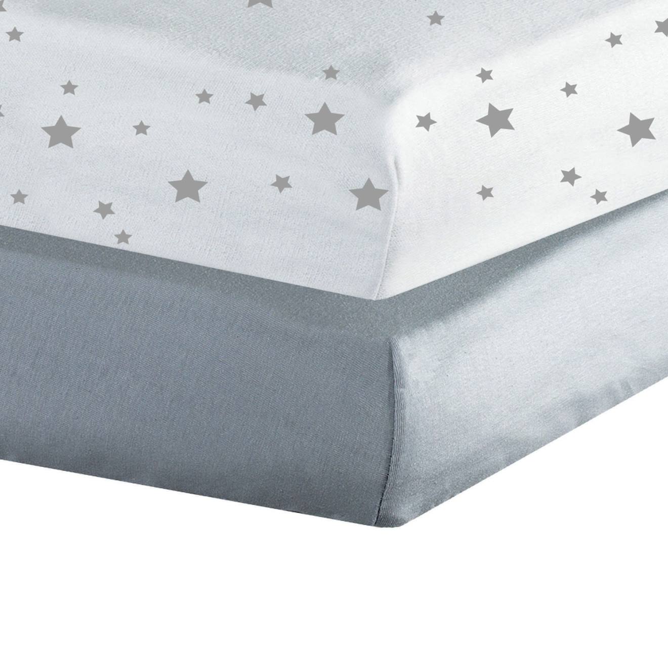 Lot De 2 Draps Housse Pour Bébé Gris