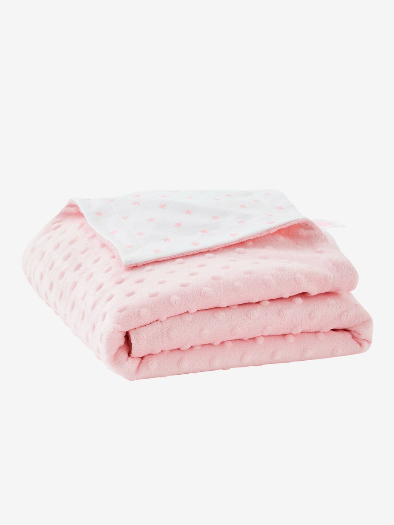 Couverture bébé en polaire minky et molleton STELLA rose