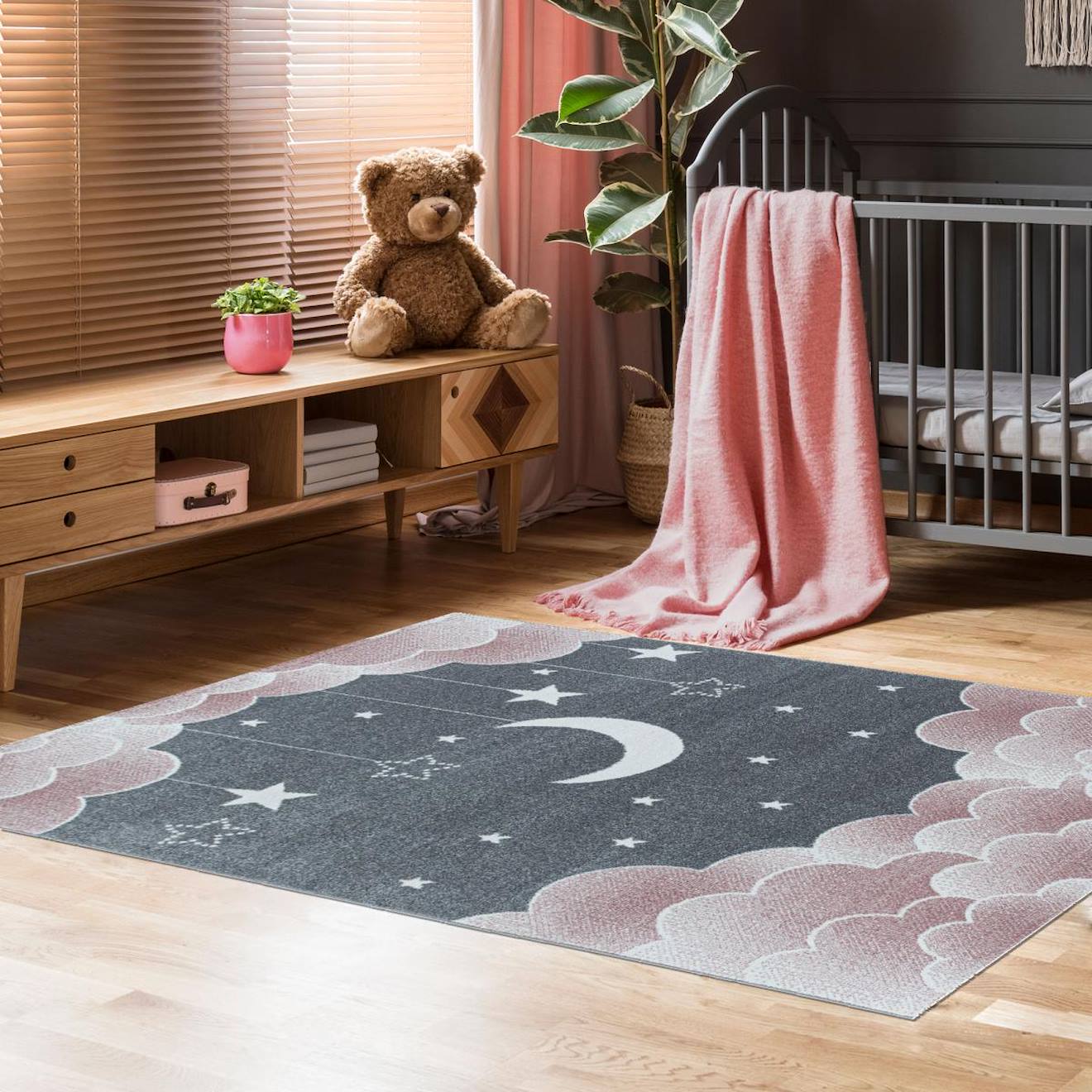 Tapis Enfant Tissé Nuitoil Rose