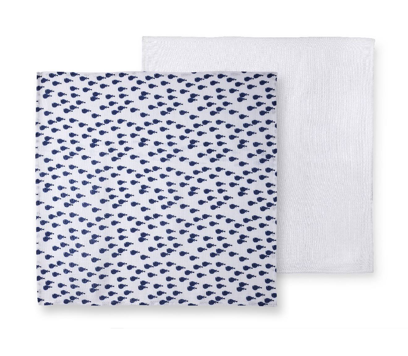 Lot De Deux Langes Créativ Côtier Gaze De Coton Bleu