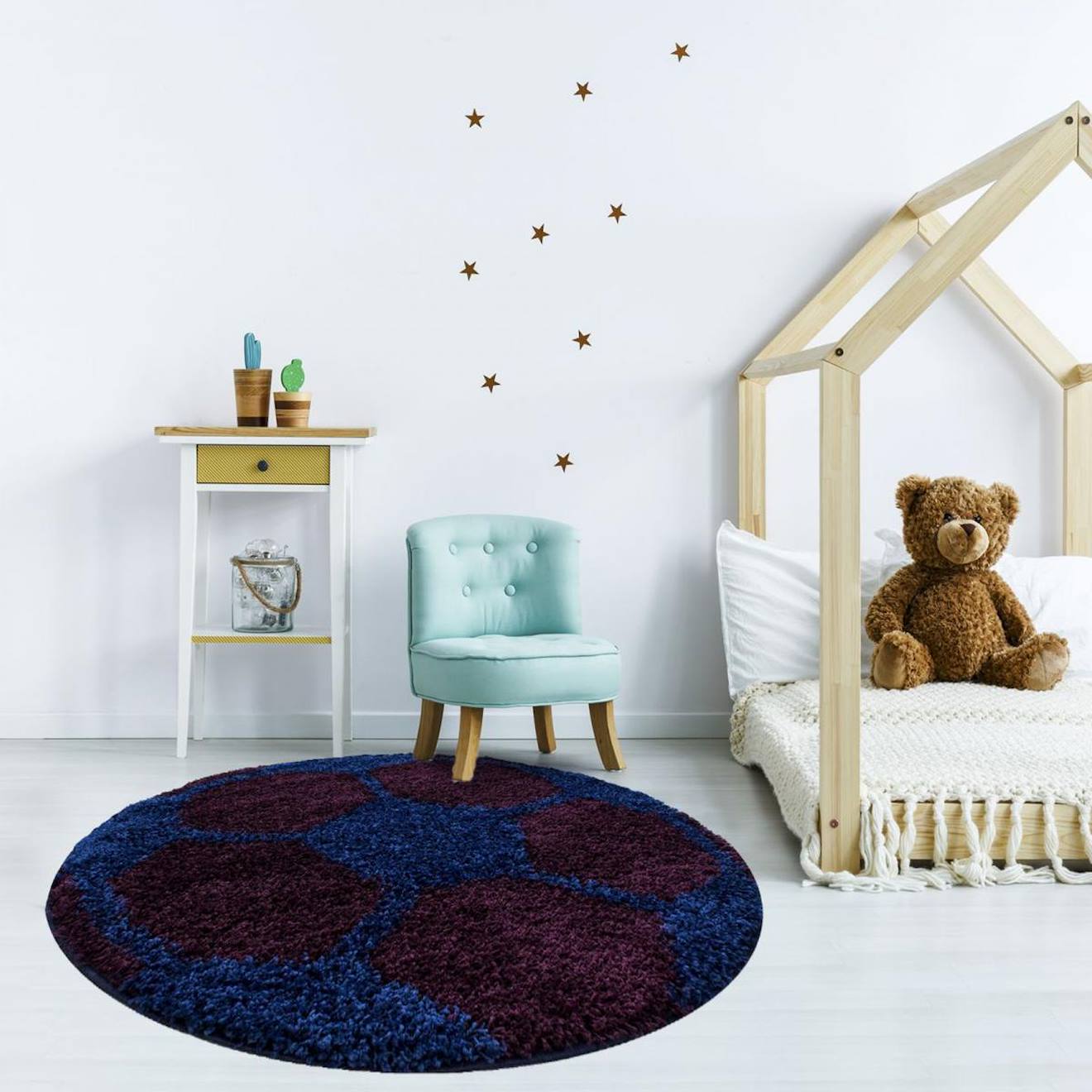 Tapis Enfant Tissé Shaggy Foot Bleu