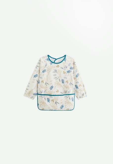 Bavoir tablier manches longues gribouille Ecru 1 - vertbaudet enfant 