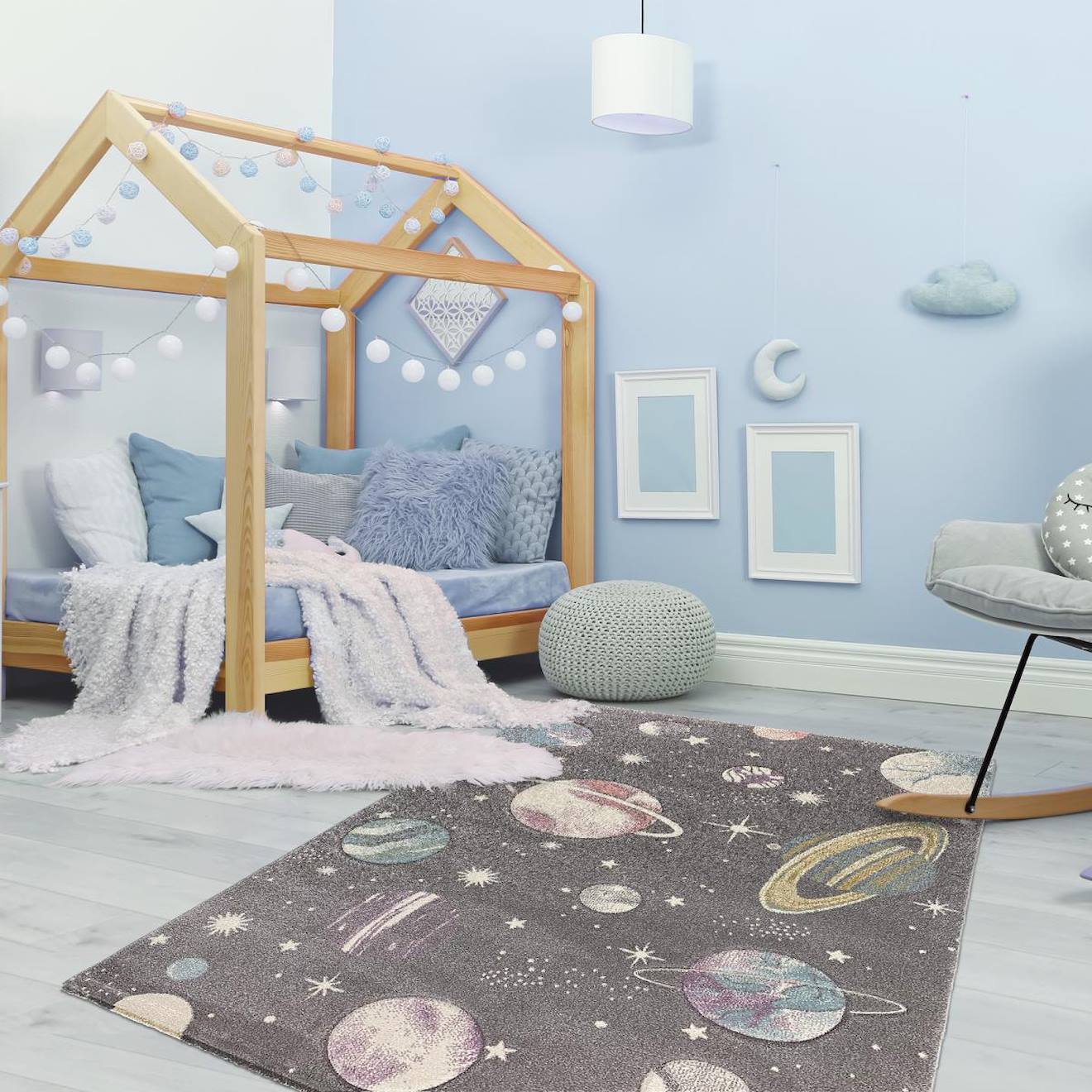Tapis Enfant Tissé Planetkids Gris
