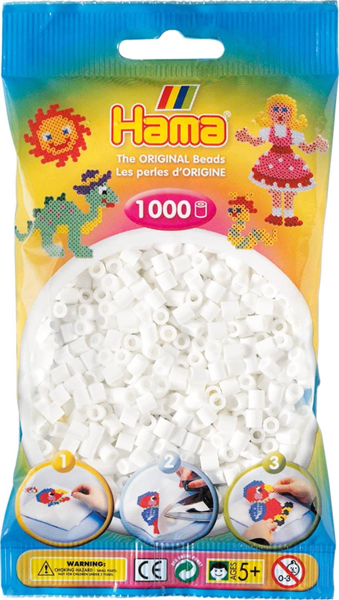 Sachet 1000 Perles Plastique Blanc