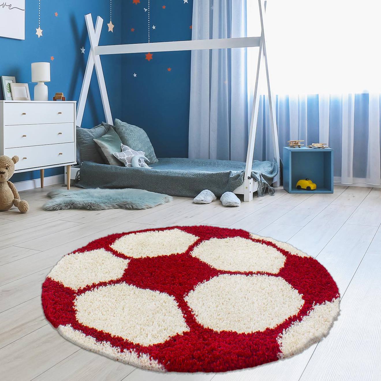 Tapis Enfant Tissé Shaggy Foot Rouge