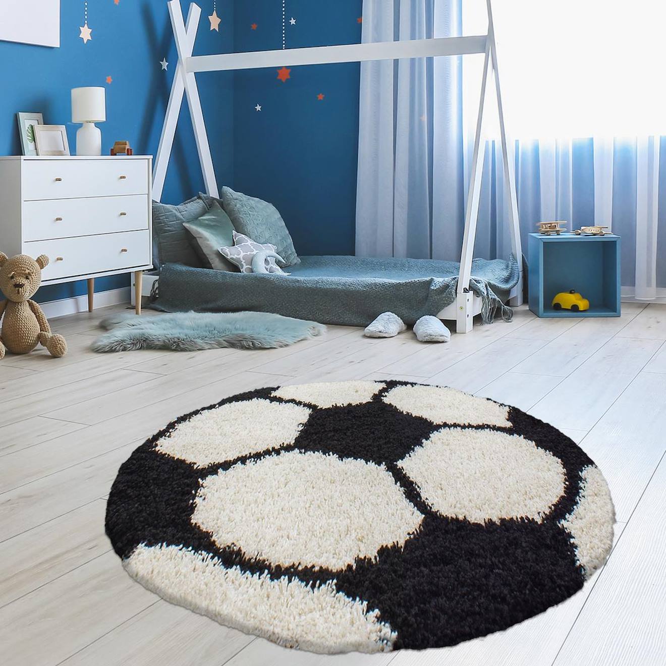 Tapis Enfant Tissé Shaggy Foot Noir