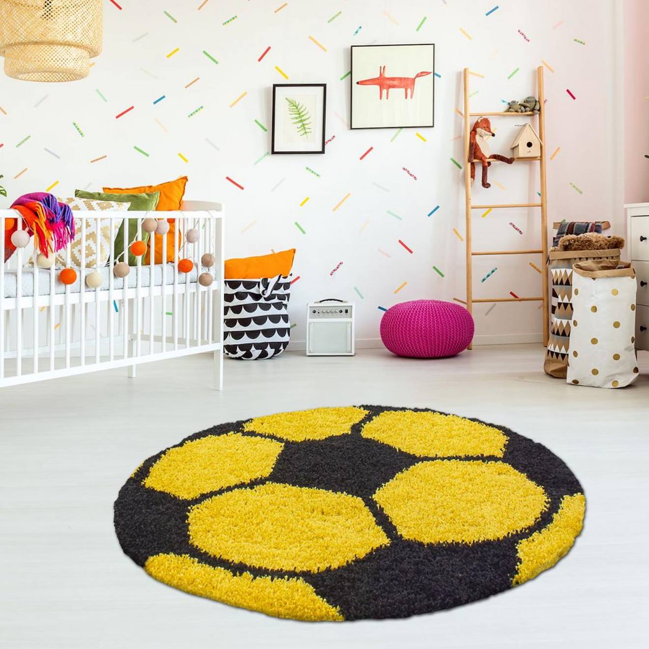Tapis Enfant Tissé Shaggy Foot Jaune
