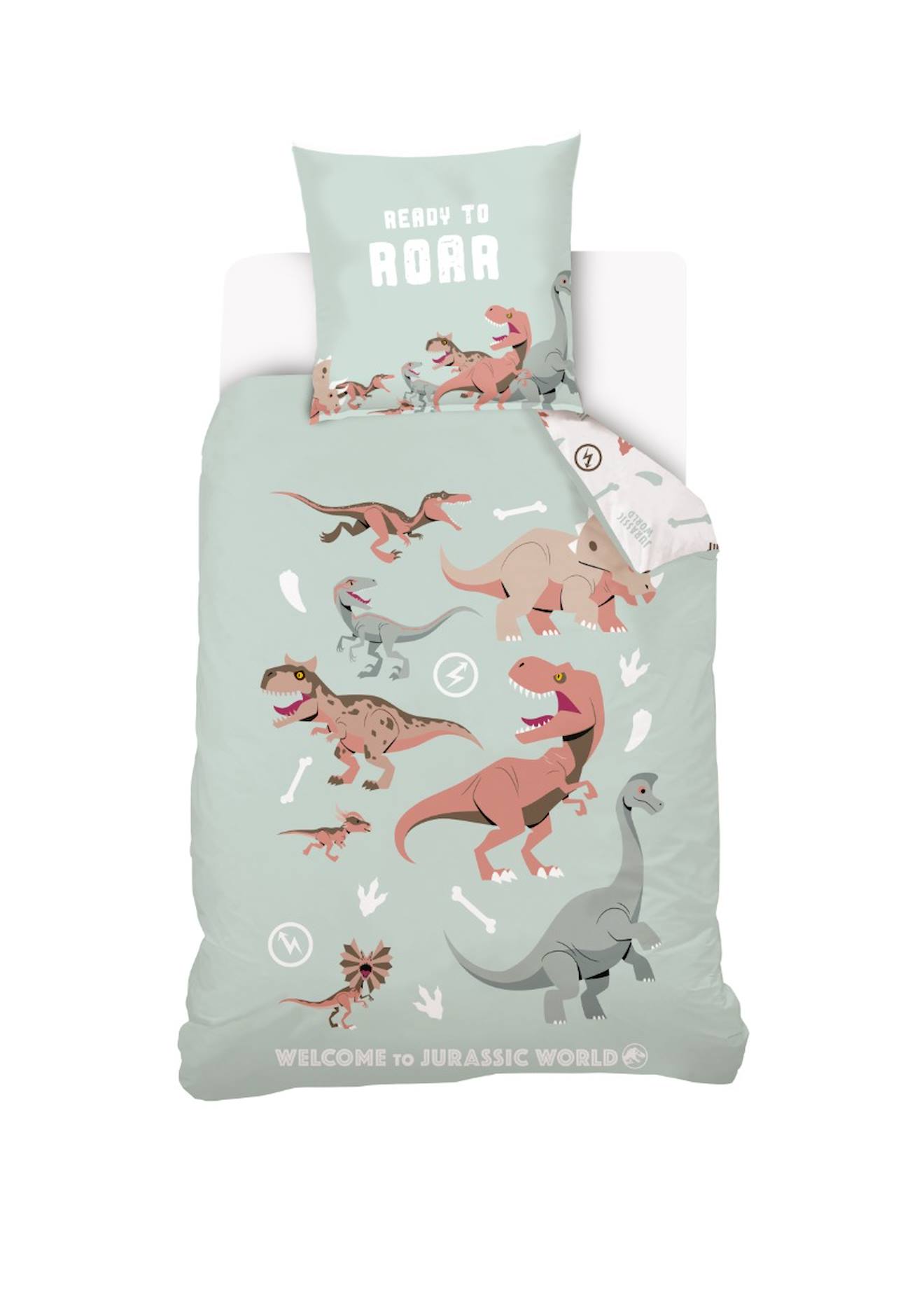 Housse De Couette Jurassic World Dinosaure Coton Vert Vert D'eau