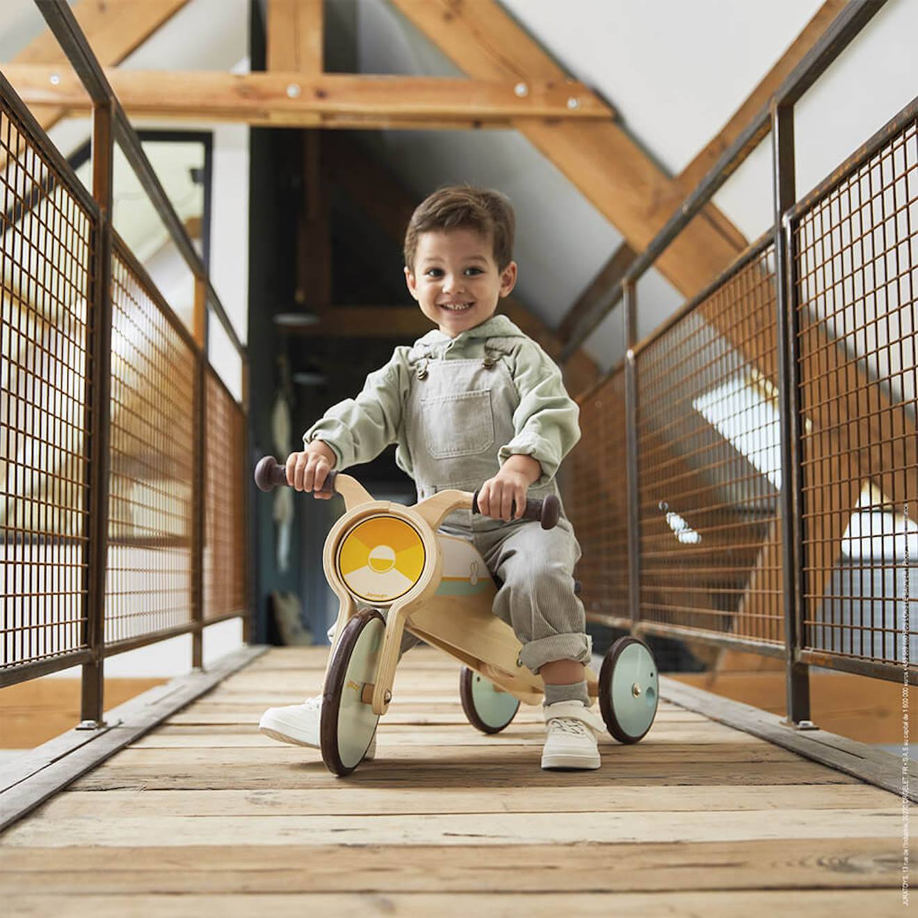 Tricycle À Bascule Et Porteur Beige (Janod) - Image 2