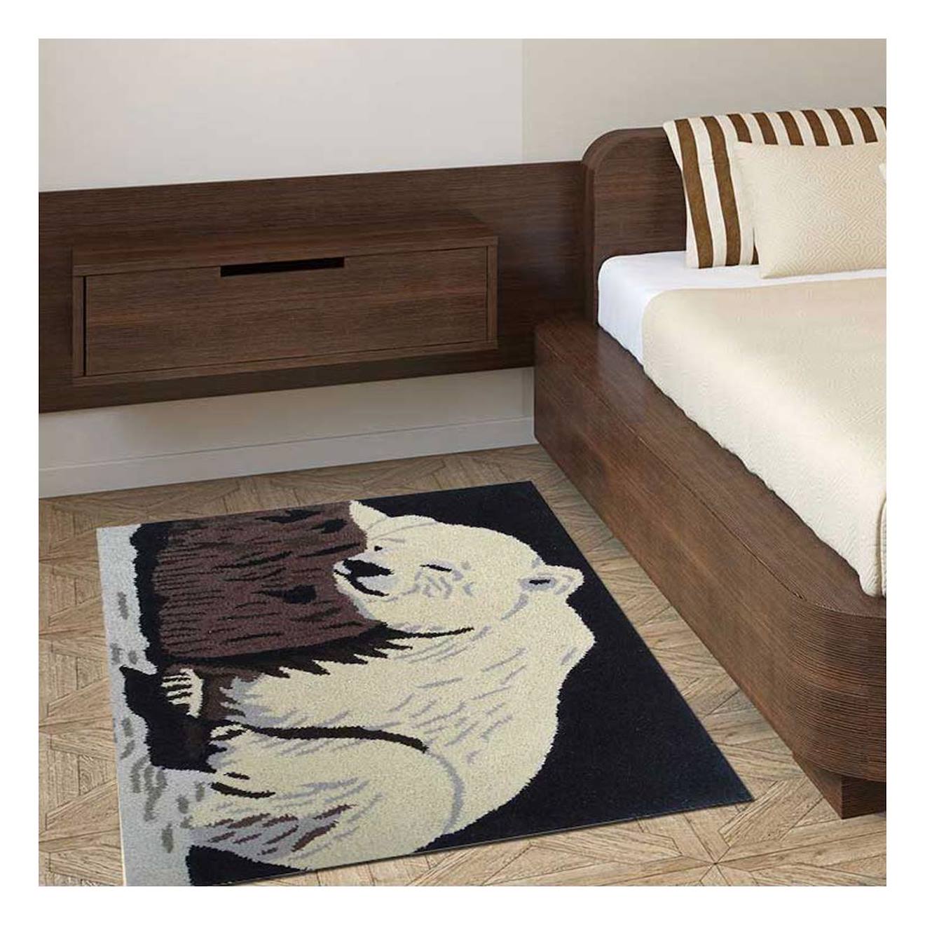 Tapis Enfant Fait Main En Laine Ours Beige