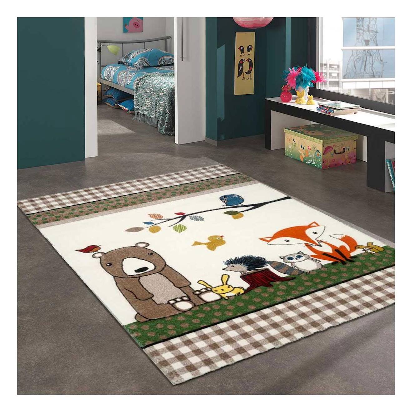 Tapis Enfant Tissé Lyn8 Photo De Foret Multicolore