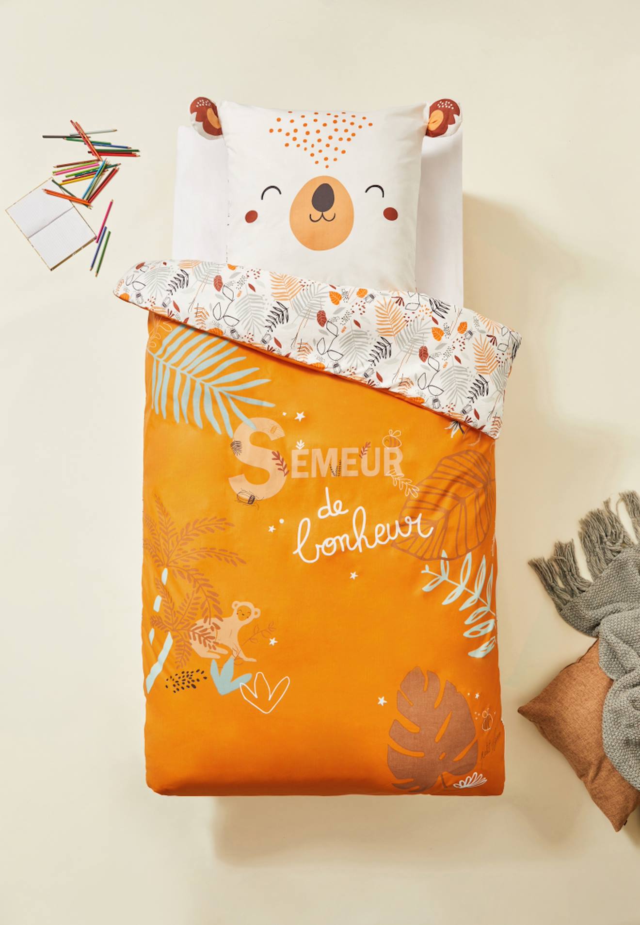 Housse De Couette Enfant + Taie D'oreiller Goya Ocre