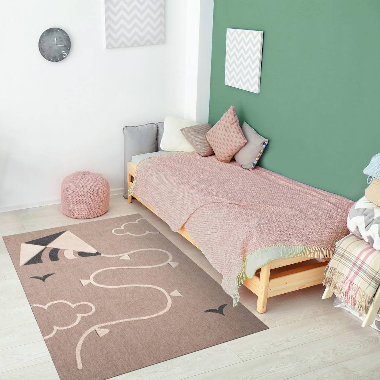 Tapis Enfant Tissé Cerfvolant Beige