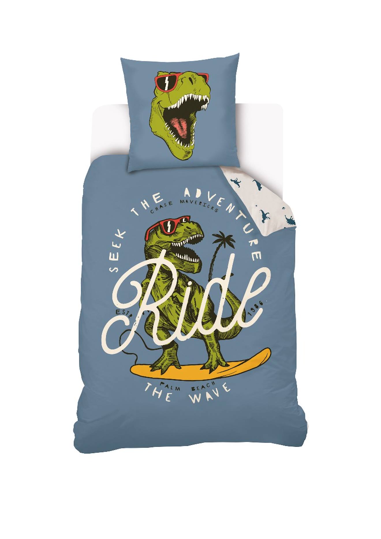Housse De Couette Lou&loup Dinosaure Coton Bleu