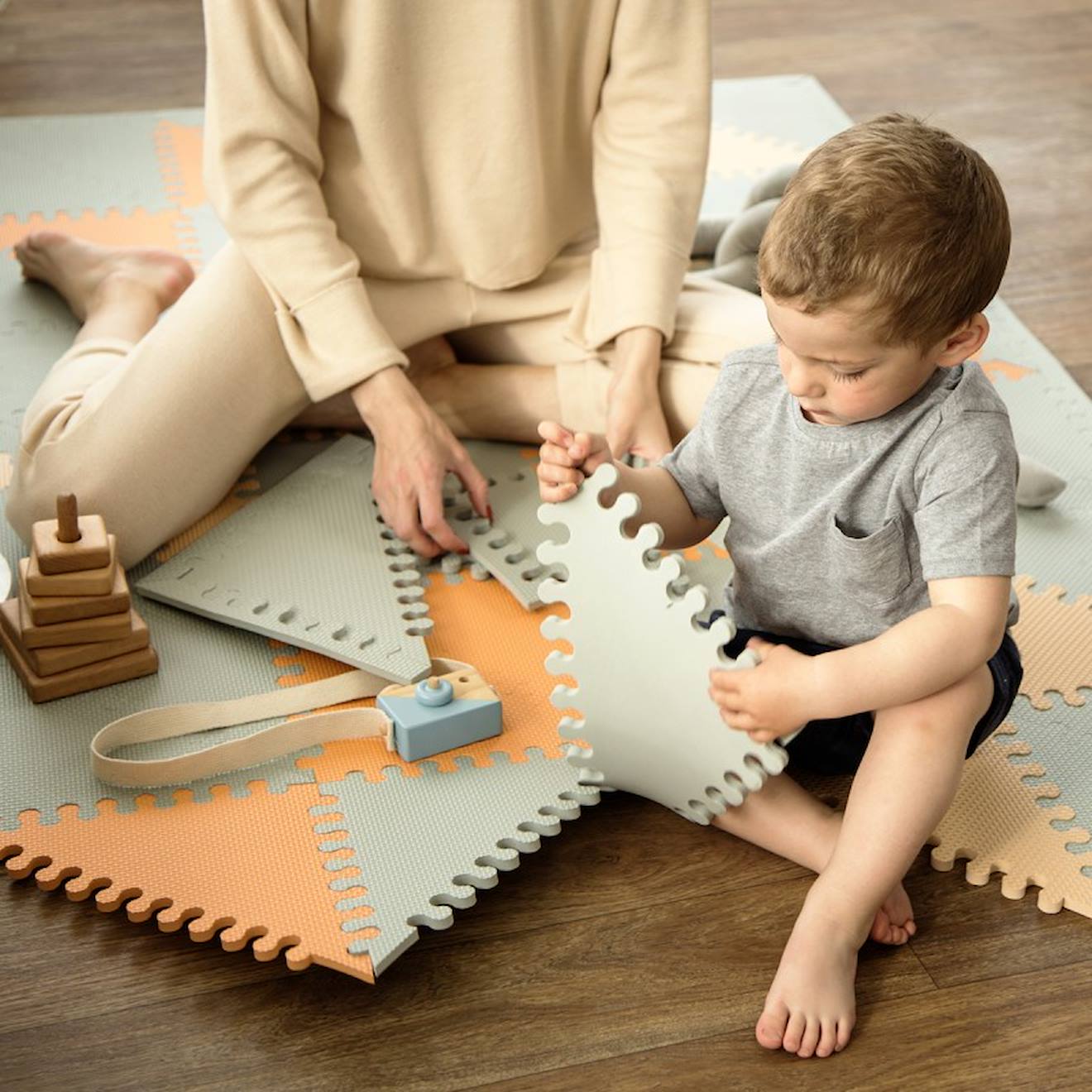 Tapis De Jeu Ville Hakuna Matte - 16 Dalles Mousse 1,2x1,2m Épaisses | Avec Routes Et Voitures Pour Enfants
